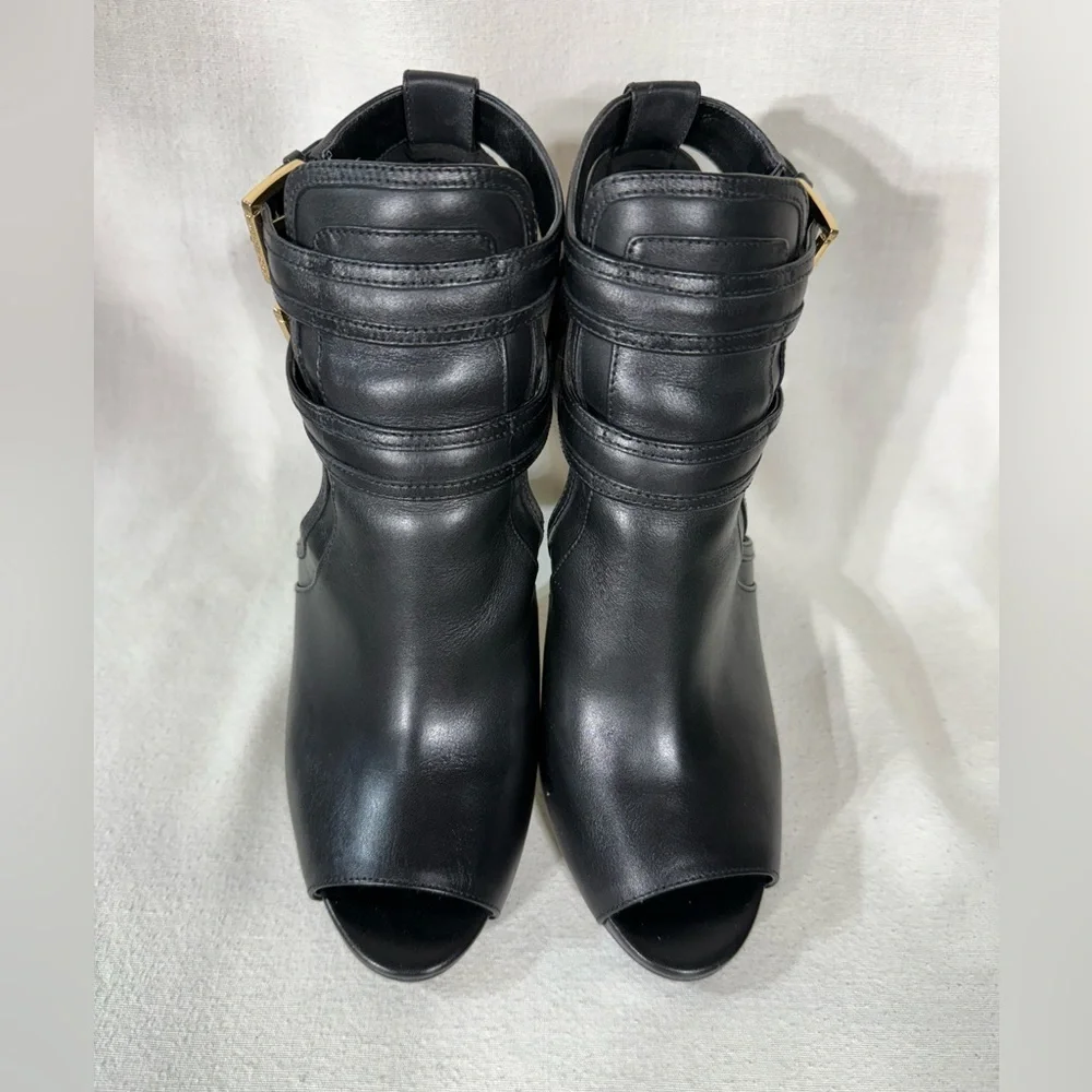 MICHAEL Michael Kors Black Heeled Boots with Gold Buckles Size 9.5 - Picture 4 of 10